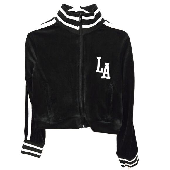 Sws Athletics Size Medium Women's Black L.A Logo Crop Top Jacket - Picture 1 of 11